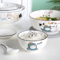 苏宁放心购北欧简约家用陶瓷碗ins卡通萌猫装汤碗面碗饭碗沙拉碗