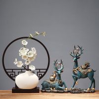 苏宁放心购新中式禅意花瓶摆件家居酒柜创意客厅电视柜玄关仿真花插花装饰品