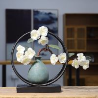 苏宁放心购新中式复古禅意花瓶摆件陶瓷器花插玄关桌博古架客厅茶室书房装饰