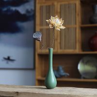 苏宁放心购新中式禅意陶瓷小花瓶摆件 复古瓷器瓶插花摆设 装饰客厅玄关茶室