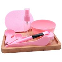 面膜工具9件套(喷瓶、面膜碗、软毛刷、调配棒、计量勺*3、海藻洗脸扑、泡瓶)颜色随机