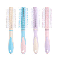 糖果拼接色麦秸秆卷发梳简约风圆筒滚梳塑料美发梳子