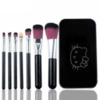 7支化妆刷黑咪铁盒化妆刷套装7件套学生唇刷粉底刷