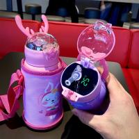 儿童智能显示吸管保温杯女学生可爱韩版测温水杯不锈钢男防摔杯子