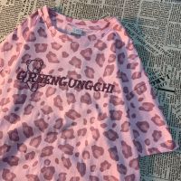 纯棉2021年夏季原宿bf风潮牌豹纹印花短袖T恤男女宽松百搭情侣tee[7天内发货]