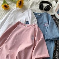 纯棉T恤女ins超火简约刺绣短袖夏宽松韩版学生百搭半袖2021新款潮[15天内发货]