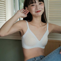 无痕内衣女简约淡雅纯色蕾丝无钢圈内衣新款少女胸罩舒适文胸