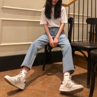 2021春季新款阔腿牛仔裤女宽松韩版学生显瘦裤子老爹时尚高腰坠感