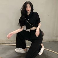 休闲时尚套装女夏季2021新款两件套洋气网红气质小个子显瘦阔腿裤