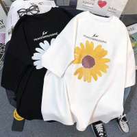 2021夏季新款小雏菊印花短袖女T恤女大码宽松韩版半袖上衣打底衫