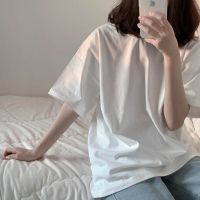 夏季简约纯色白色短袖T恤女韩版百搭宽松中长款半袖上衣ins潮网红