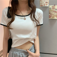 T恤女短袖夏季简约修身显瘦小心机学生装ins潮设计感短款半袖上衣