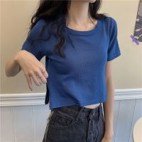 短袖T恤女显瘦百搭小个子设计感ins潮短款拉链心机修身上衣女夏季