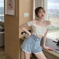 2021春夏季韩版新款a字宽松显瘦百搭ins热裤潮天使蕾丝牛仔短裤女[15天内发货]