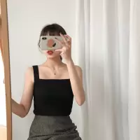 2021泫雅复古甜美小方领弹力修身显身材实用百搭针织小背心吊带女