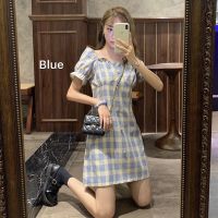 法式复古小个子流行裙子夏季2020新款韩版网红洋气格子连衣裙女潮