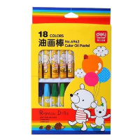 得力文具6962油画棒 不黏手炫彩 儿童美术蜡笔 六角形 无味无毒