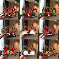 圣诞节卖萌头饰红色小鹿角猫耳朵发夹发卡成人儿童森系麋鹿发饰品