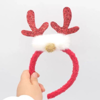 圣诞节可爱四件套成人儿童礼物礼品发饰套装卡通毛绒麋鹿发圈发夹