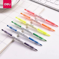 得力S623双头荧光笔标记笔学生用糖果色记号笔彩色笔写字笔