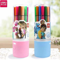 [得力]7060-24色细六角杆水彩笔(蓝)(桶)