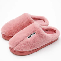 2022新款棉拖鞋女冬季加绒室内防滑家用家居毛毛拖鞋情侣粉色39-40