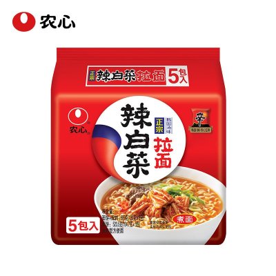 农心 辣白菜五连包120g*5 韩国泡菜拉面 速食方便面 袋装面 韩式泡面非火鸡面