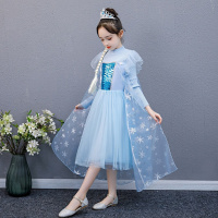 冰雪奇缘艾莎公主裙女童秋装爱莎毛衣裙儿童服装生日连衣裙