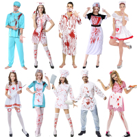 服装男女大人cosplay派对恐怖血腥女护士带血白大褂演出服