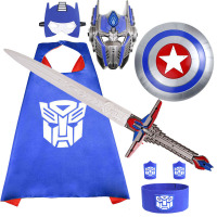 儿童表演服装男孩超人英雄披风衣服发光面具道具舞台演出服