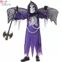 儿童演出服装cosplay角色扮演衣服男童恶魔死神骷髅鬼装