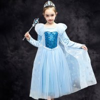 爱莎公主裙女童冰雪奇缘艾莎连衣裙儿童服装迪士尼爱沙裙子