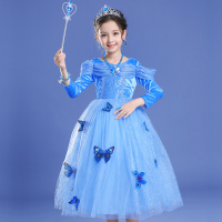 冰雪奇缘艾爱莎灰姑娘公主裙女童秋儿童服装生日礼服连衣裙