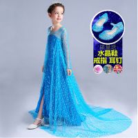 冰雪奇缘儿童爱沙服装女童连衣裙春秋款艾莎爱莎公主裙生日