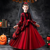 儿童服装女童女巫演出服吸血鬼新娘公主裙小女孩舞会晚礼服