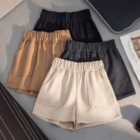 高腰毛呢短裤秋冬2020新款黑色阔腿裤显瘦春外穿宽松休闲靴裤子女