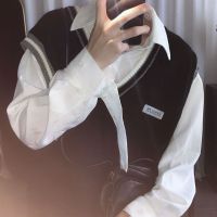 秋冬季针织衫马甲男学生暗黑系宽松潮流v领套头无袖背心毛衣坎肩
