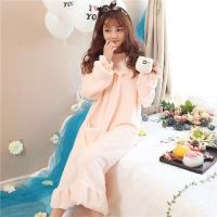 秋冬季睡衣女法兰绒公主中长款睡裙可爱冬天可外穿珊瑚绒女家居服