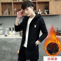 春季外套男士韩版修身中长款风衣休闲连帽夹克