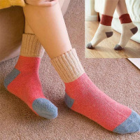 秋冬款袜子女堆堆袜中筒袜加厚保暖毛线袜情侣地板袜