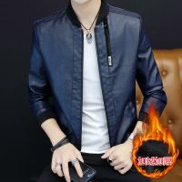 秋冬新款皮衣男休闲外套男中青年pu皮夹克韩版加绒衣服男装