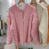 2020秋装新款麻花软糯温柔韩版毛衣女宽松外穿开衫外套针织慵懒风