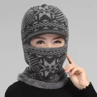 加绒毛线帽男女冬季中老年人爸爸帽子毛线针织帽骑车帽套头帽潮