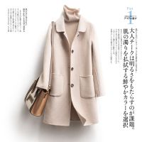 2019年新款反季双面羊绒大衣女中长款高端羊毛呢外套千鸟格子年轻