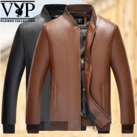 秋冬款加绒款中年皮衣棒球领皮夹克男士爸爸装外套男
