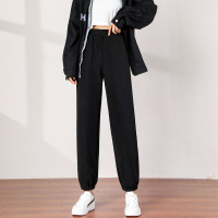 黑色运动裤女宽松束脚2020新款秋季显瘦ins潮加长版休闲秋冬卫裤