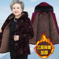 奶奶装棉衣中长款老年人冬装女加厚棉服老太太灯芯绒连帽棉袄60岁