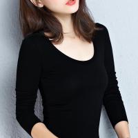 95%棉白色长袖t恤女修身黑色紧身打底衫2020新款秋冬百搭秋衣体恤