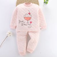 纯棉儿童保暖内衣套装男童女童夹棉加厚可贴身宝宝秋衣秋裤两件套