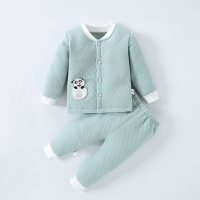 婴儿衣服秋冬保暖内衣纯棉女童夹丝男宝宝新生儿童加厚秋衣裤套装